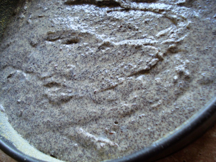 Pour the mixture into the cake tin