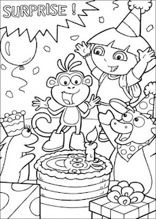 Dora birthday coloring page