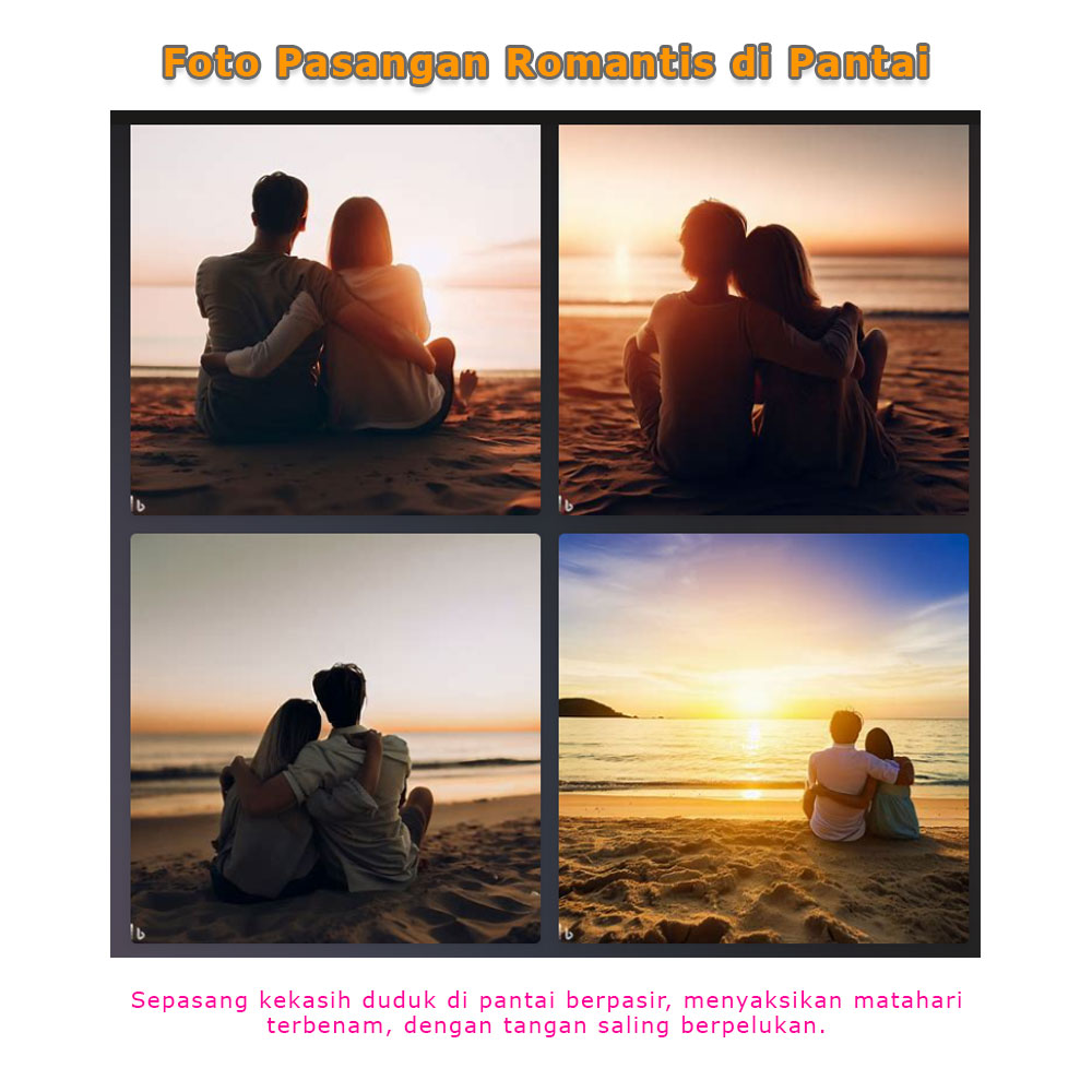 foto romantis di pantai sunset