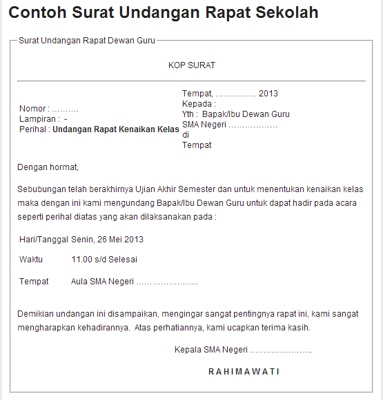 Contoh Surat Tidak Resmi Dan Resmi  Kotasurat.com