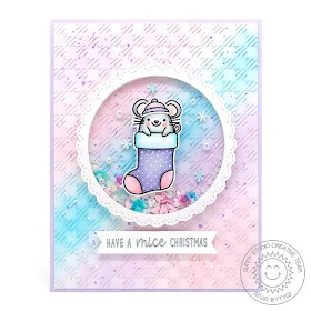 Sunny Studio Stamps: Merry Mice Fancy Frame Dies Christmas Themed Shaker Card by Anja Bytyqi