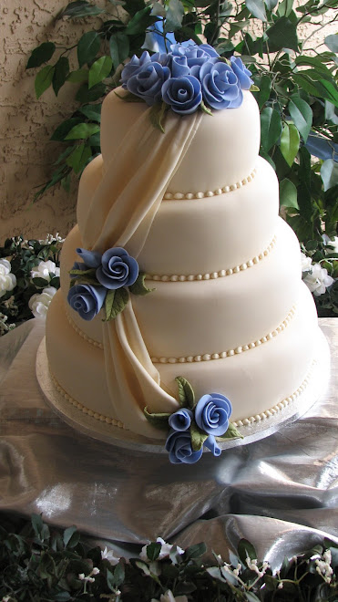 Bride's Blue Wedding Cake White almond cake filled with vanilla bavarian 