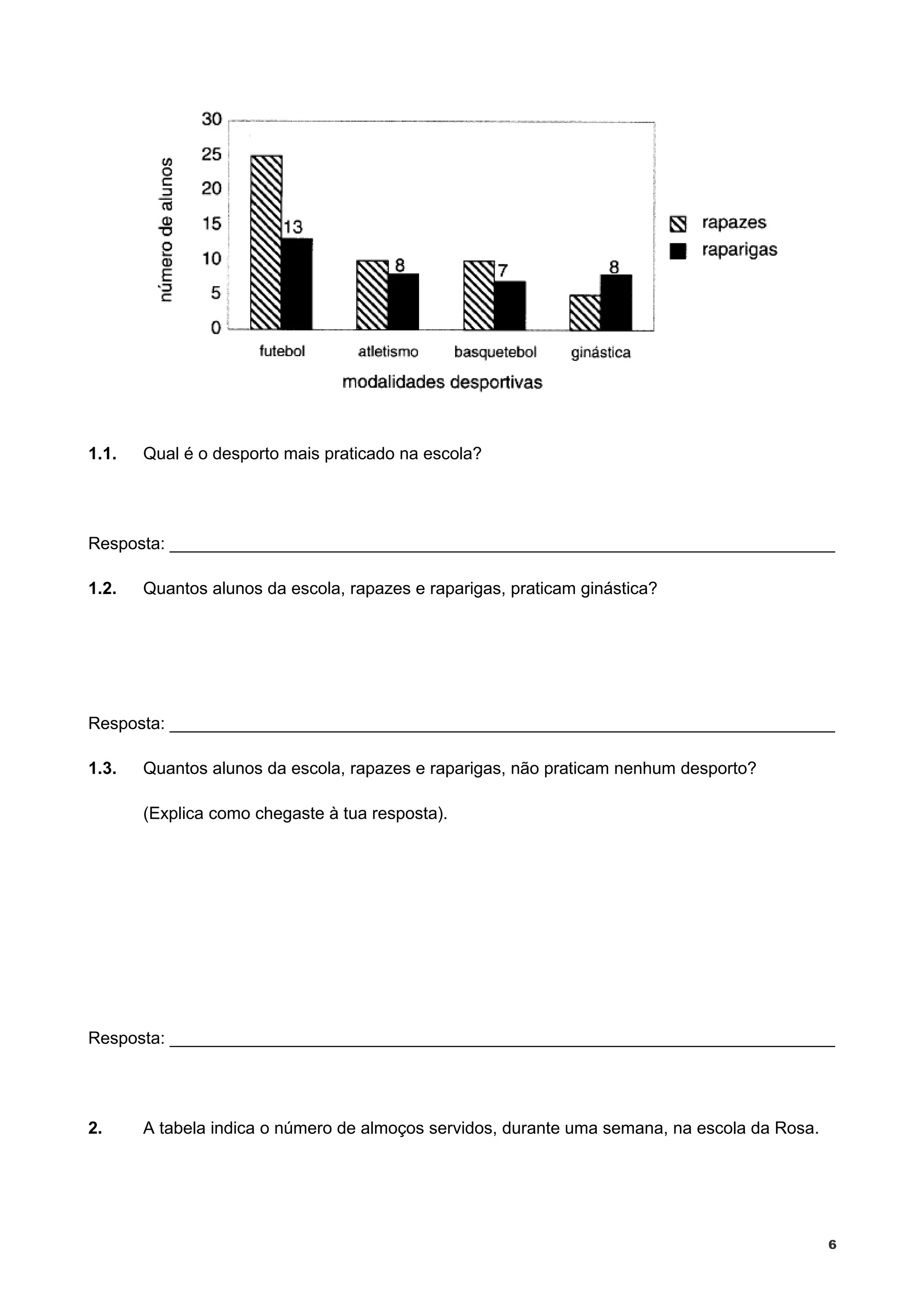 ATIVIDADES DE MATEMÁTICA COM GRÁFICOS E TABELAS 4 ANO