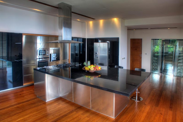 Modern kitchen island in the Villa Liberty, Phuket