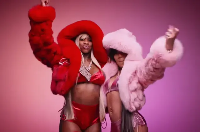 "GloRilla and Sexyy Red performing on stage." "Billboard chart-topping hits in hip-hop music." "Artists GloRilla and Sexyy Red celebrating success."