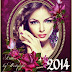 Frame-calendar 2014 with roses and butterflies [PSD]