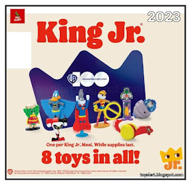 Burger King Toys 2023 includes a complete set of 6 Warner Bros 100th Anniversary toys featuring Taz, Tweety, Sylvester, Porky Pig, Road Runner, Lola Bunny, Bugs Bunny and Daffy Duck dressed as DC super Heroes