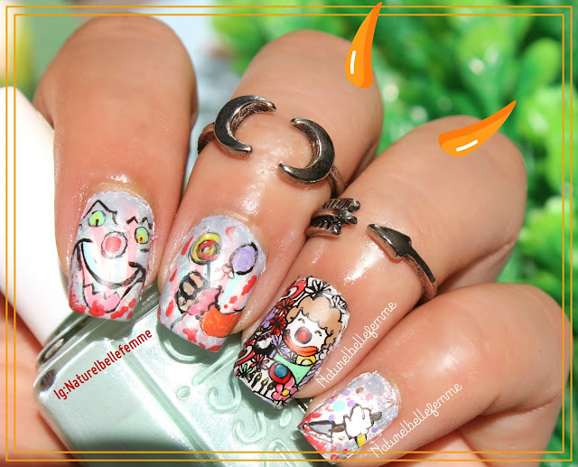 clown halloween nails