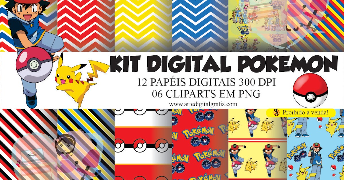 Kit Digital 150 Pokemon - Artes em Vetor