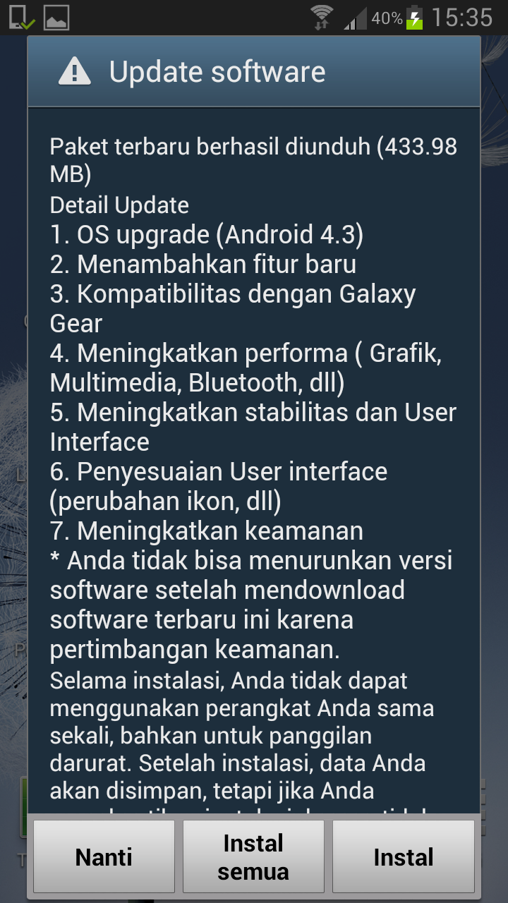 Upgrade Samsung Galaxy S3 Terbaru telah Tersedia