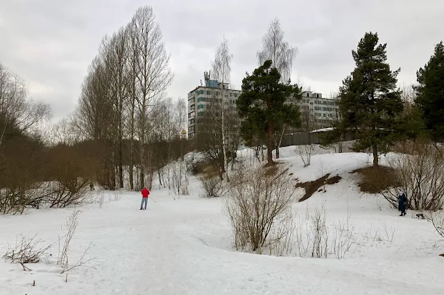 Битцевский лес, остатки русла реки Городни, вид в сторону улицы Красного Маяка