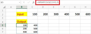 Use of Excel WRAPCOLS and WRAPROWS Formula in Hindi