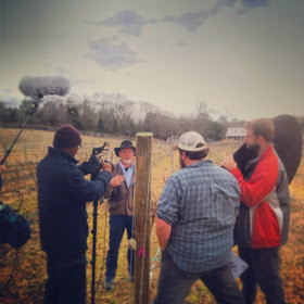 Jay Ducote, Dan Jones, and Fred Mince filming an interview with Jeff Landry