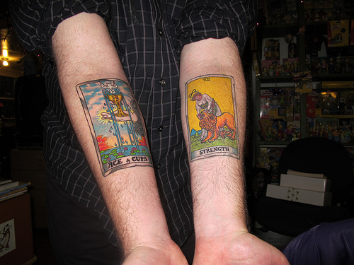 flaming card tattoos designs and ideas