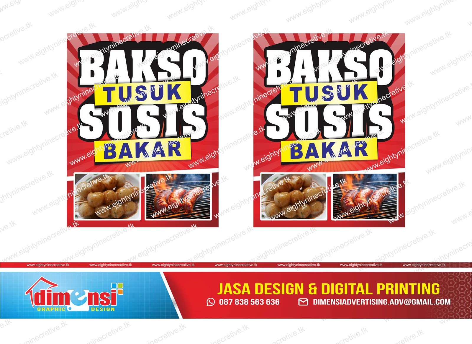 Download Spanduk  Bakso Tusuk dan Sosis  Bakar  Vector CDR 