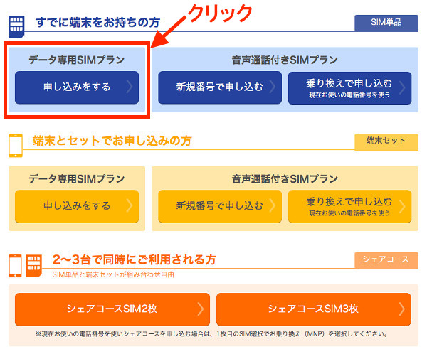 DMM データSIM申し込み方法