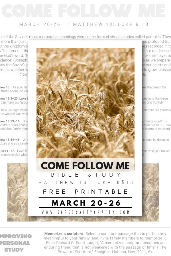 Come Follow Me Printable March 20 pinterest pin.