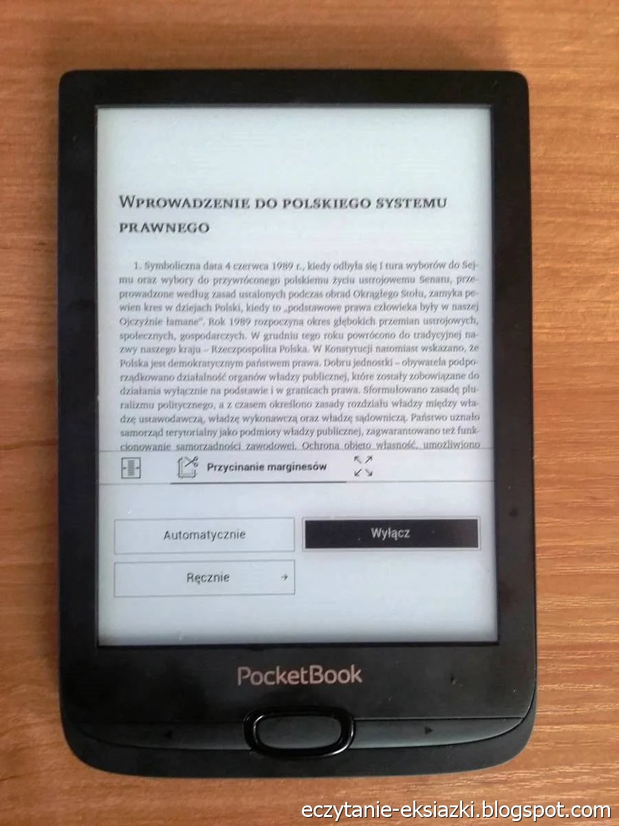 PocketBook Basic Lux 2 – plik PDF przed przycięciem marginesów