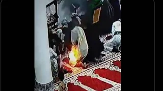 A phone battery explodes in the pocket of a worshiper in a mosque in Yemen!