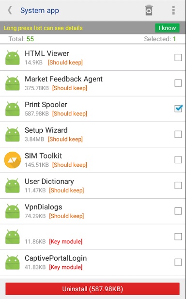 Uninstall Android System Application