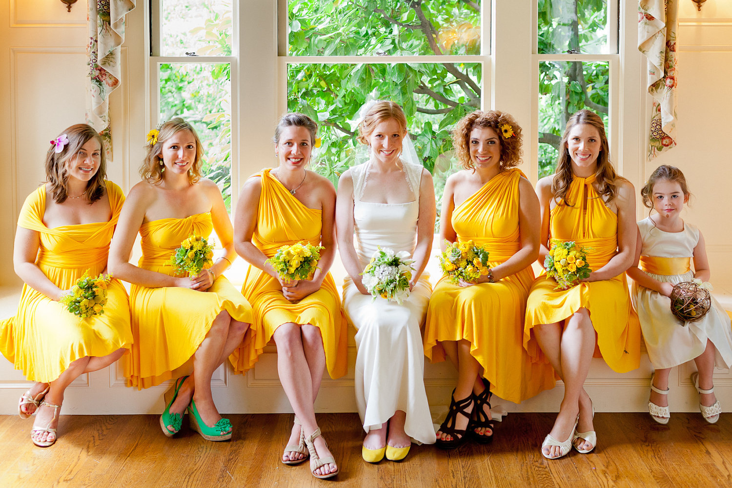 Bright Yellow Short Bridesmaid Dress