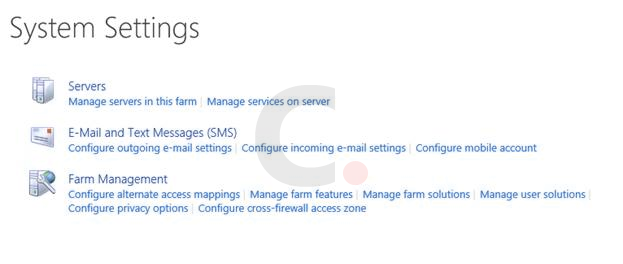 Sharepoint Central Administration - System Settings