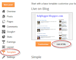 edit the html of blogger template