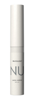 A bottle of NU SKIN NU COLOUR Lash & Brow Serum standing upright, showcasing its elegant design, poised to nurture and define lashes and brows for a captivating gaze.