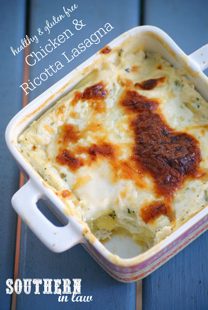 Our Favourite Healthy Chicken and Ricotta Lasagna Recipe - low fat, gluten free, high protein, healthy, clean eating friendly, lasagna recipe without tomatoes