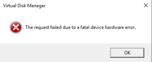 the request failed due to a fatal device hardware error.
