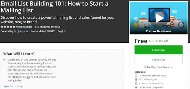 [100% Off] Email List Building 101: How to Start a Mailing List| Worth 95$
