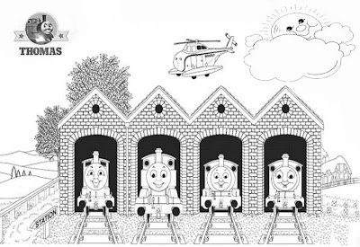 The train engine Thomas tank coloring pictures printable sheets for kids to color and paint