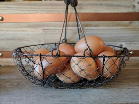 Farm fresh eggs in a basket | forcing a hen to lay