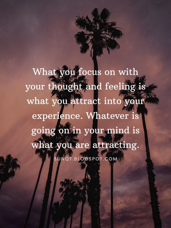 Law of Attraction - What you focus on with your thought and feeling is what you attract into your experience. Whatever is going on in your mind is what you are attracting.