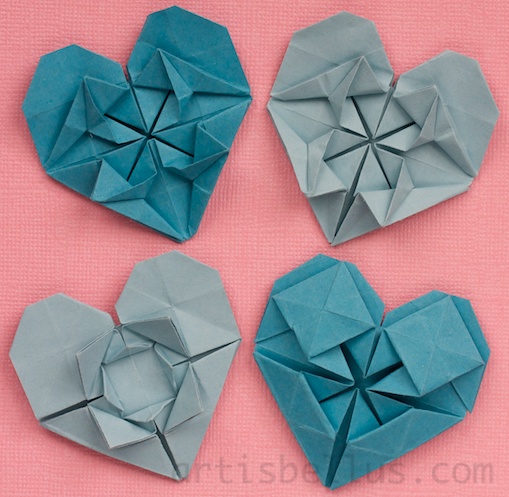 valentines origami. squares of origami paper