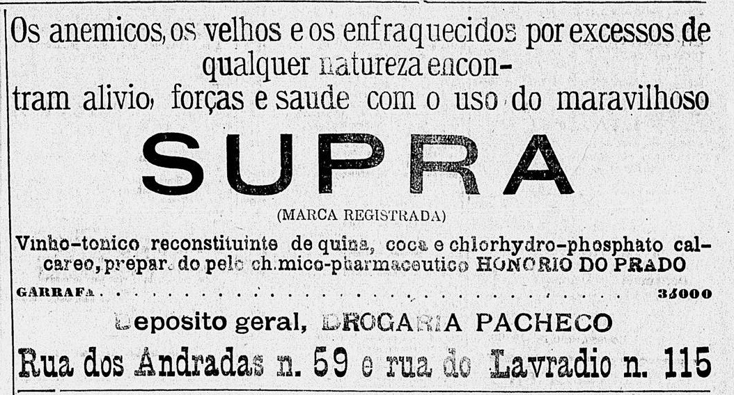 Anúncio veiculado em 1899 de tônico reconstituinte da saúde