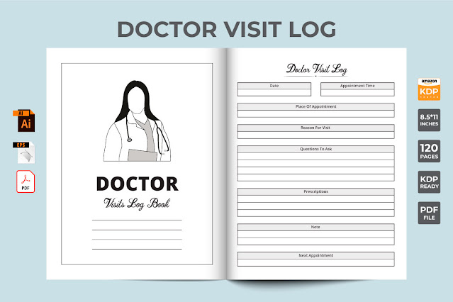 Medical Visit Log Book KDP Interior free download
