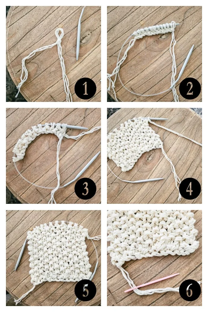 steps to knit a chunky cloth scrubber