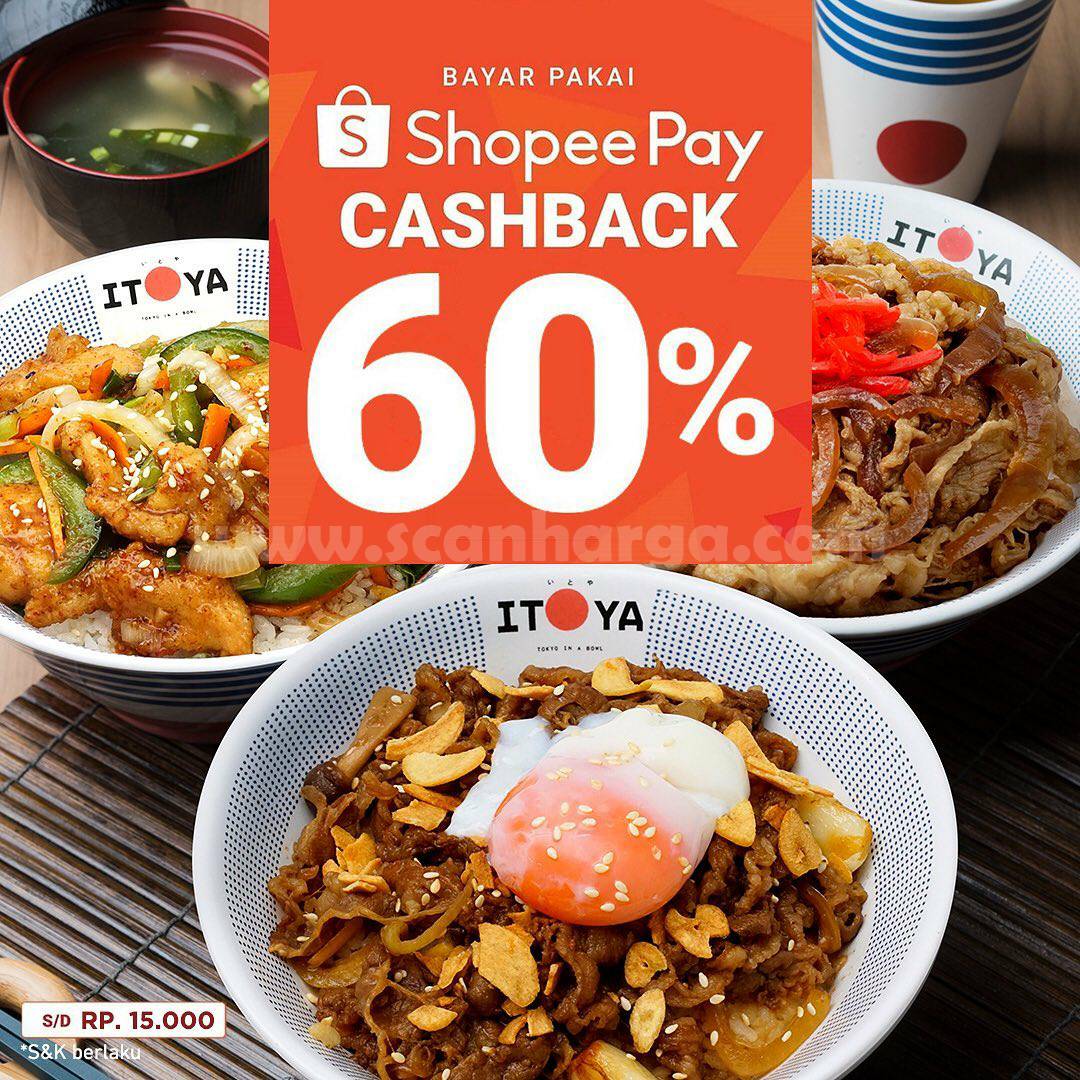 Promo Itoya Donburi Cashback 60% dengan Shopeepay