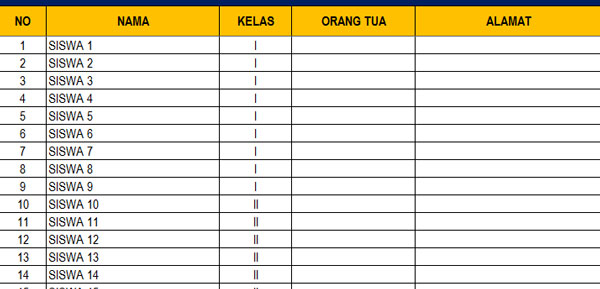 Form isian data siswa