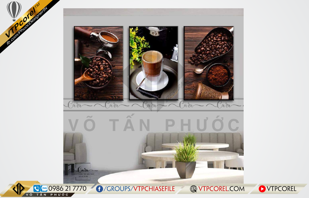 Tranh cà phê trang trí trường