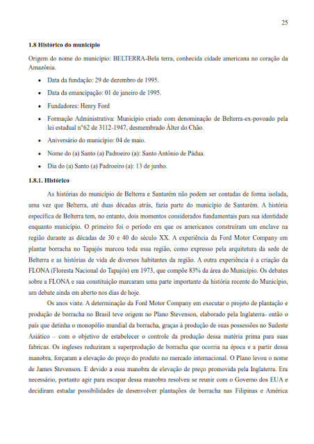 INVENTÁRIO TURÍSTICO DO MUNICÍPIO DE BELTERRA - CATEGORIA A – INFRAESTRUTURA DE APOIO AO TURISMO - ANO BASE 2017