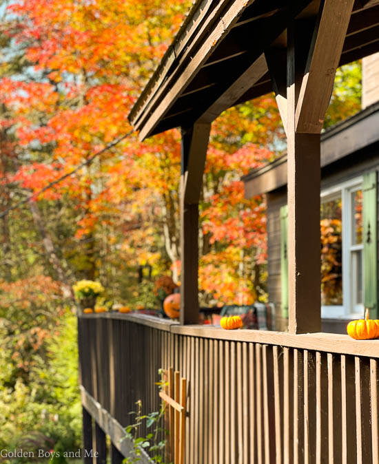 Fall front porch at cabin in the Adirondacks www.goldenboysandme.com