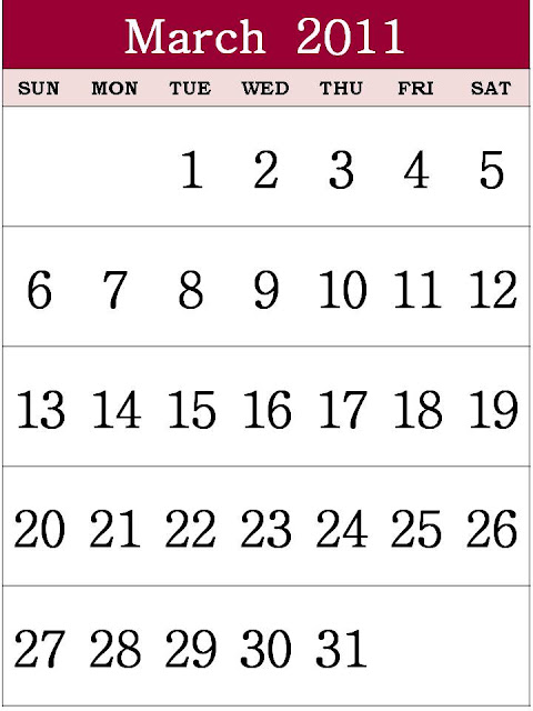 march calendar printable 2011. Free Printable Calendar 2011