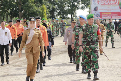 Bupati Tulang bawang Winarti Hadiri Apel Pasukan Siaga Bencana