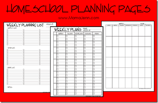Homeschool Planning Pages