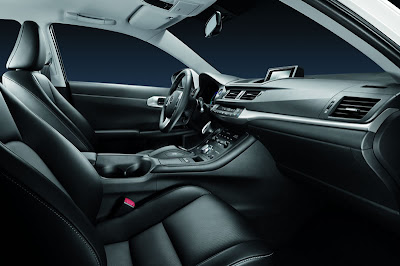 interior of the hybrid Lexus 200h CT Sugar cane instead of plastic, nature-plastic in the Lexus