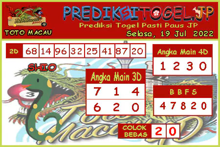 Prediksi Toto Macau JP Selasa 19 Juli 2022