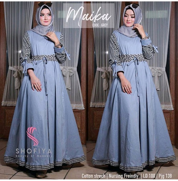 Baju Gamis Warna Biru Telor Asin