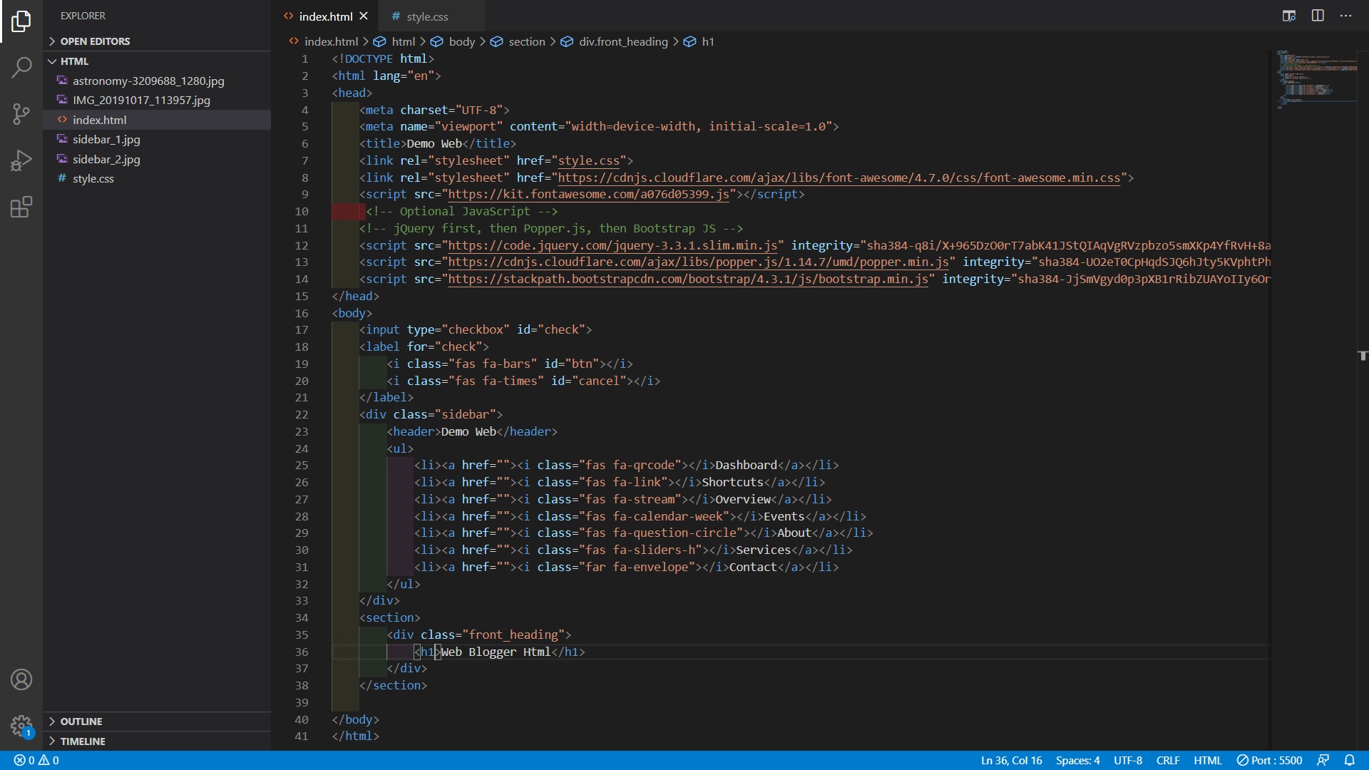 Sidebar Source Code